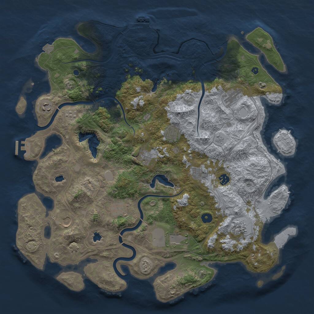 Rust Map: Procedural Map, Size: 4500, Seed: 757694018, 17 Monuments