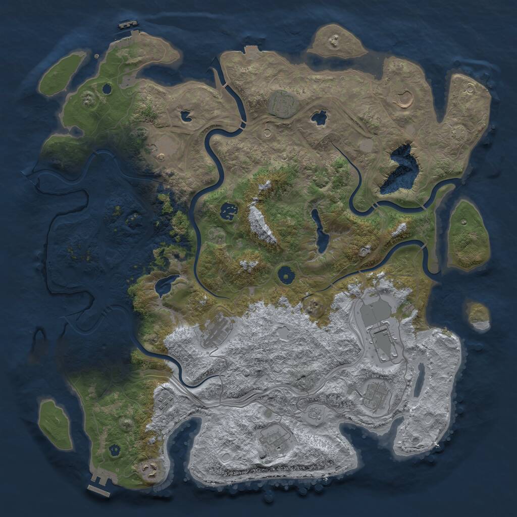 Rust Map: Procedural Map, Size: 4500, Seed: 420579254, 16 Monuments