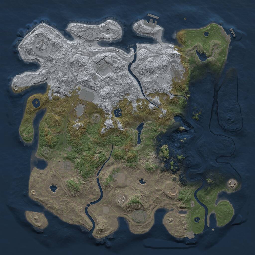 Rust Map: Procedural Map, Size: 4500, Seed: 599774438, 17 Monuments