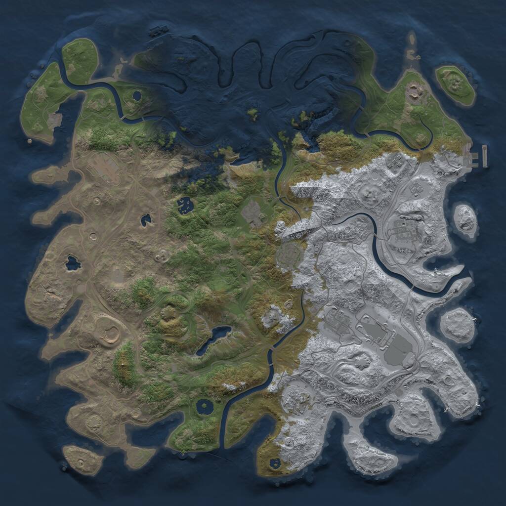 Rust Map: Procedural Map, Size: 4500, Seed: 692191491, 17 Monuments