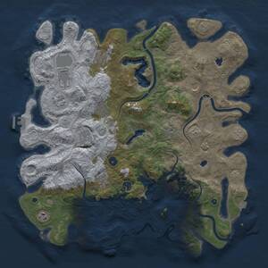 Thumbnail Rust Map: Procedural Map, Size: 4500, Seed: 1255774933, 16 Monuments