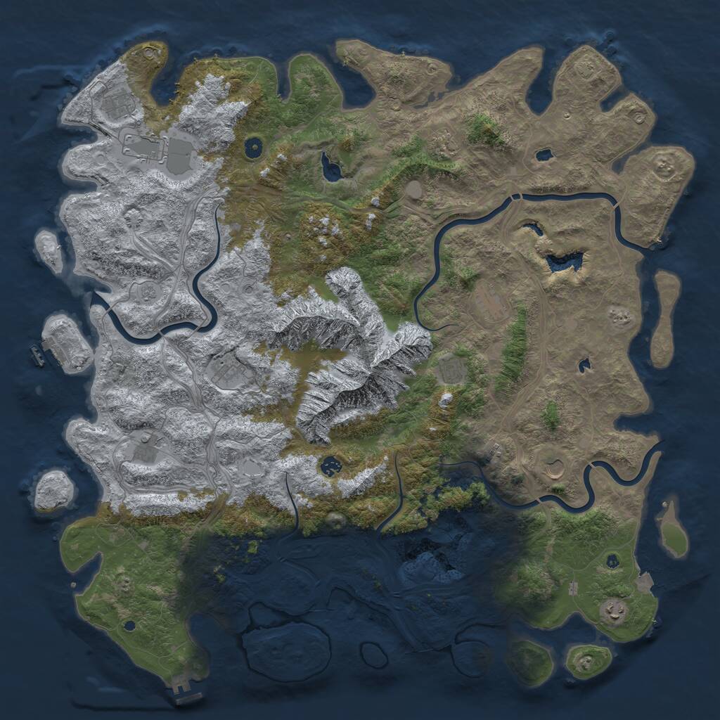 Rust Map: Procedural Map, Size: 5500, Seed: 567176282, 17 Monuments