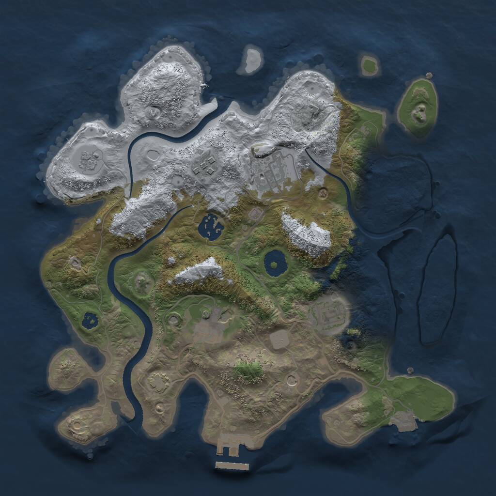 Rust Map: Procedural Map, Size: 3000, Seed: 75437, 10 Monuments