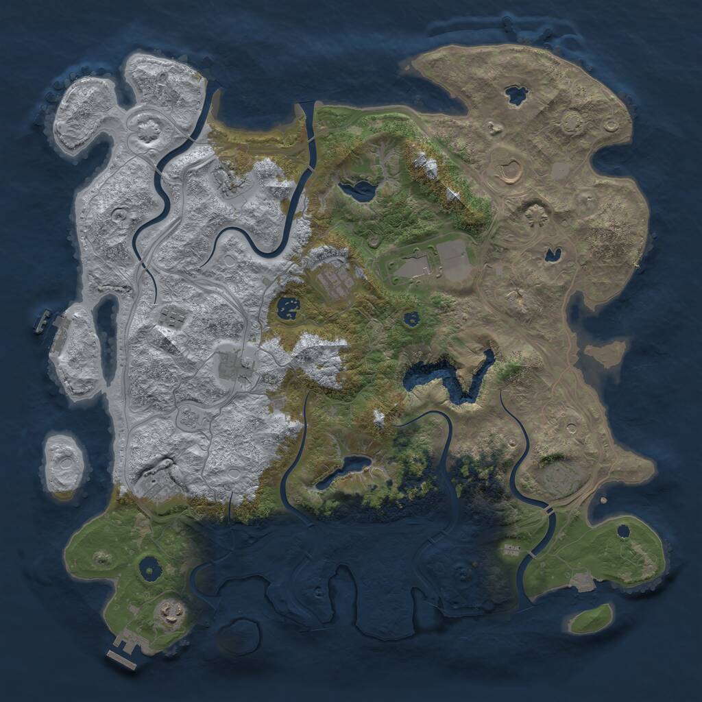 Rust Map: Procedural Map, Size: 4500, Seed: 834003069, 16 Monuments
