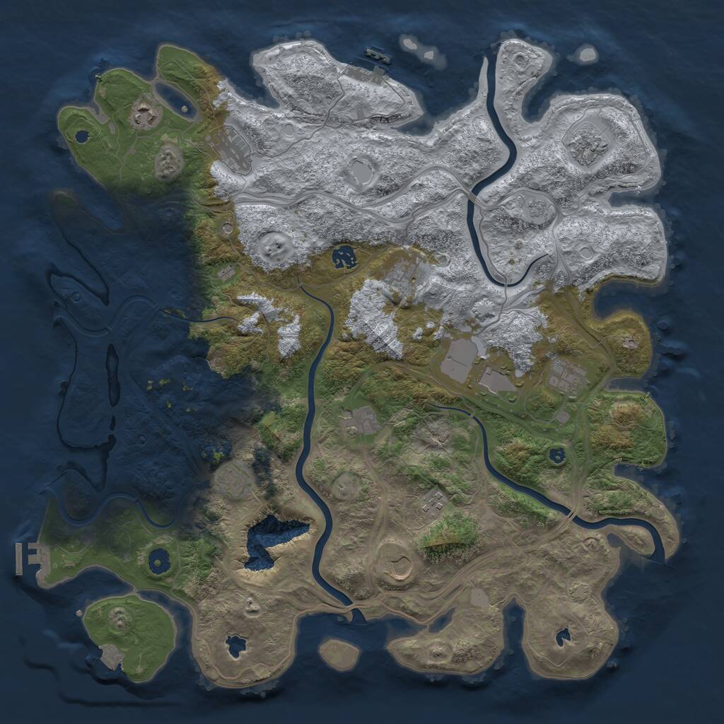 Rust Map: Procedural Map, Size: 4500, Seed: 528829921, 17 Monuments