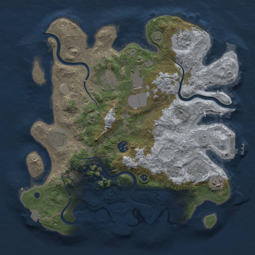 Rust Map: Procedural Map, Size: 3500, Seed: 1855241414, 14 Monuments
