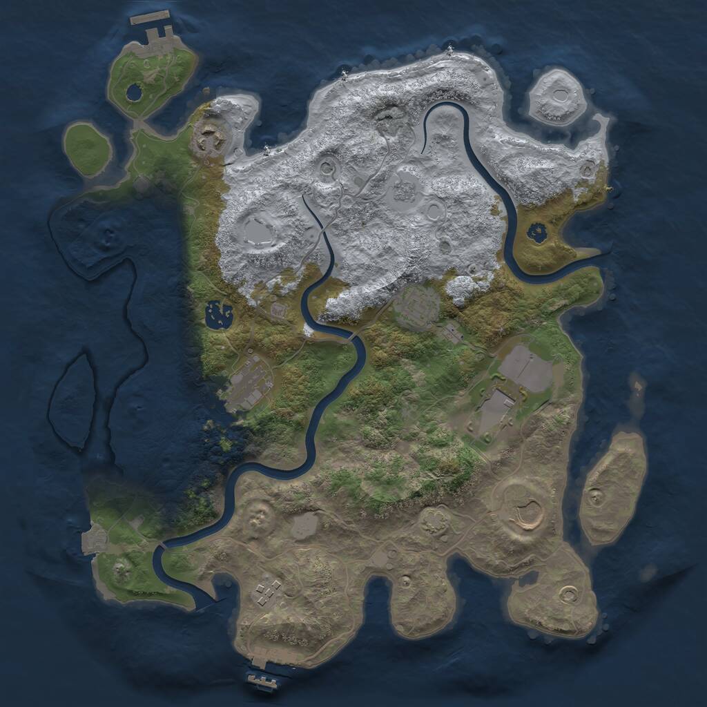 Rust Map: Procedural Map, Size: 3600, Seed: 940155932, 13 Monuments
