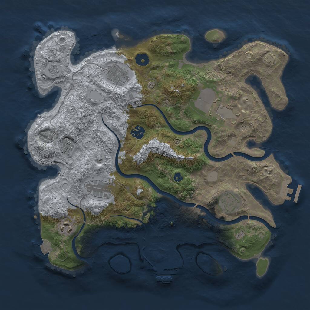 Rust Map: Procedural Map, Size: 3500, Seed: 5683, 13 Monuments