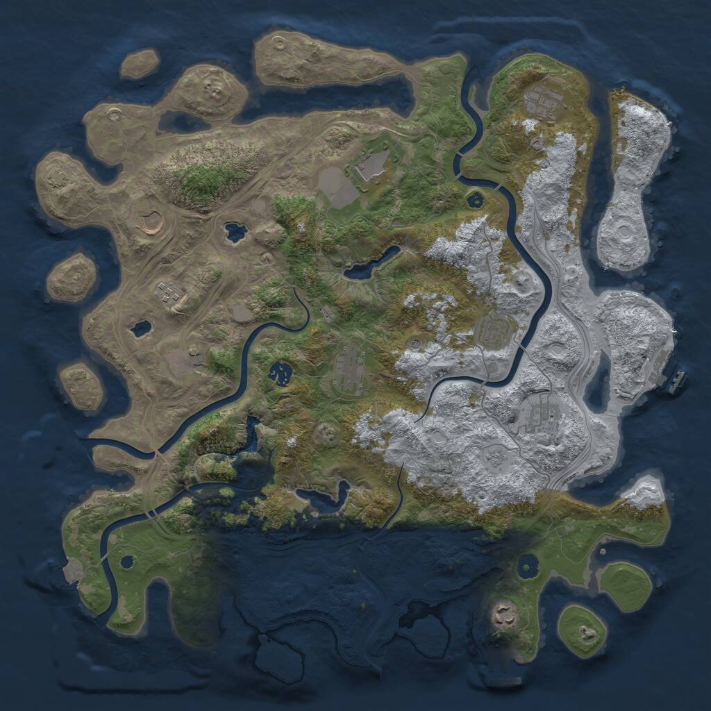 Rust Map: Procedural Map, Size: 4500, Seed: 1633694058, 16 Monuments