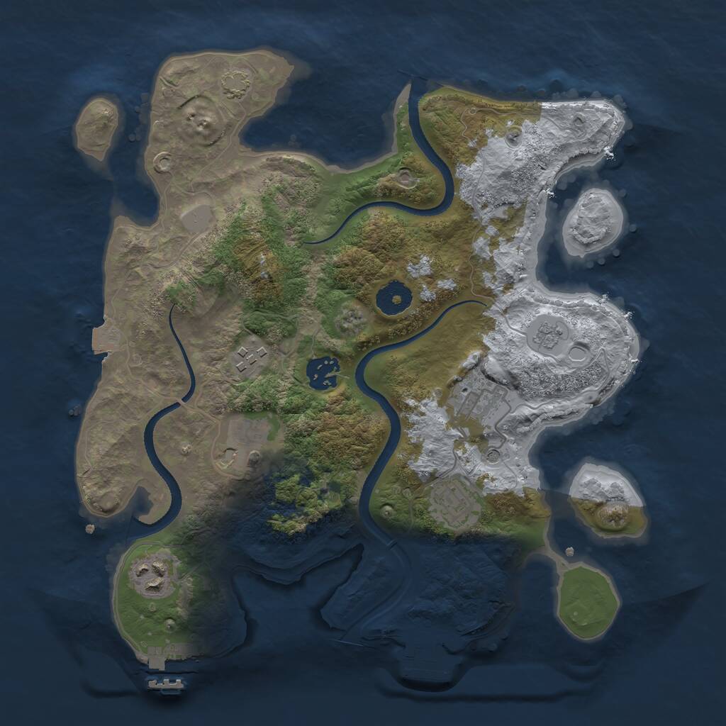 Rust Map: Procedural Map, Size: 3200, Seed: 1613362585, 12 Monuments