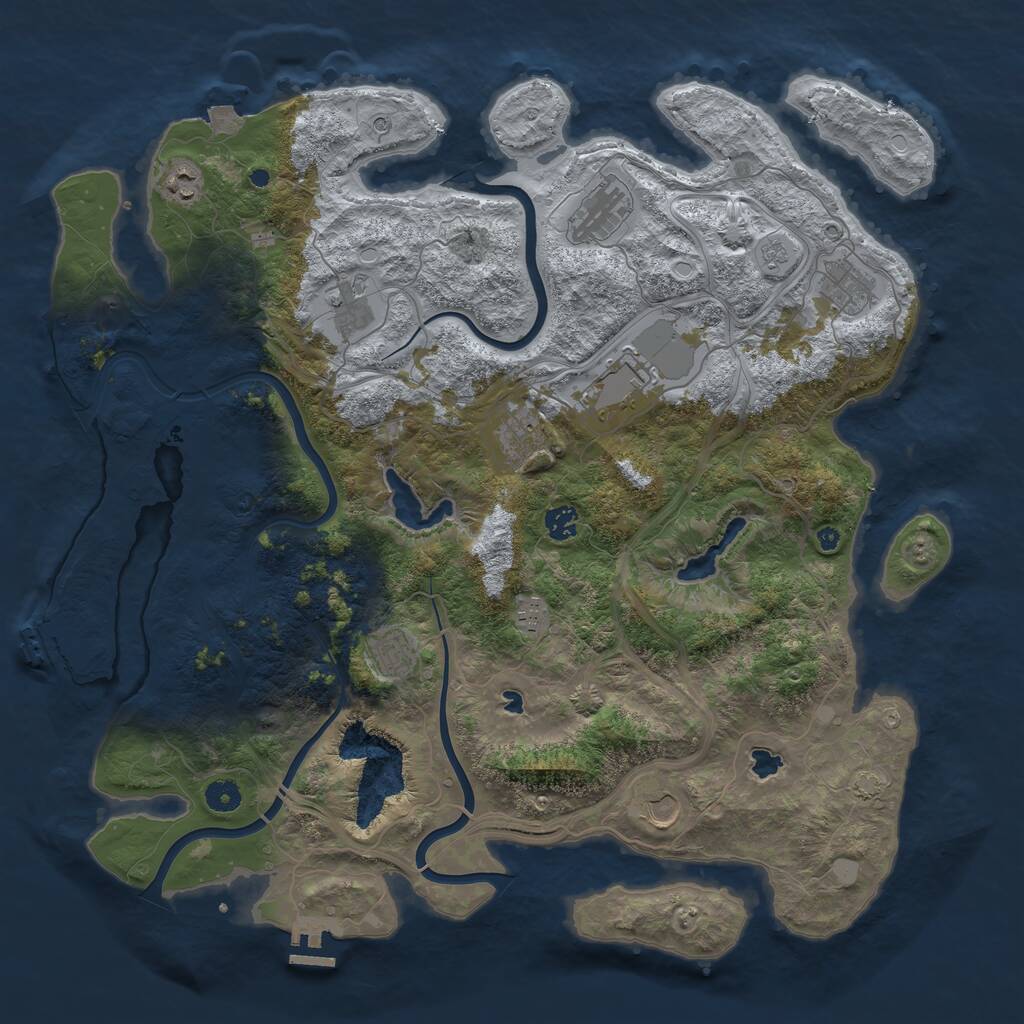 Rust Map: Procedural Map, Size: 4500, Seed: 344500504, 16 Monuments