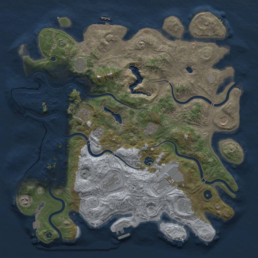 Rust Map: Procedural Map, Size: 4300, Seed: 25951526, 16 Monuments