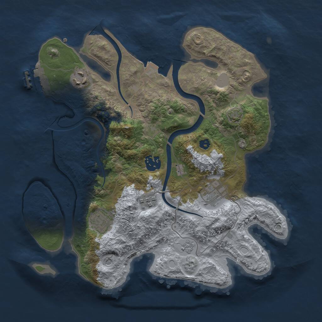 Rust Map: Procedural Map, Size: 3000, Seed: 14334, 10 Monuments