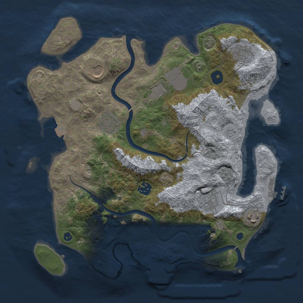 Rust Map: Procedural Map, Size: 3500, Seed: 847587675, 14 Monuments