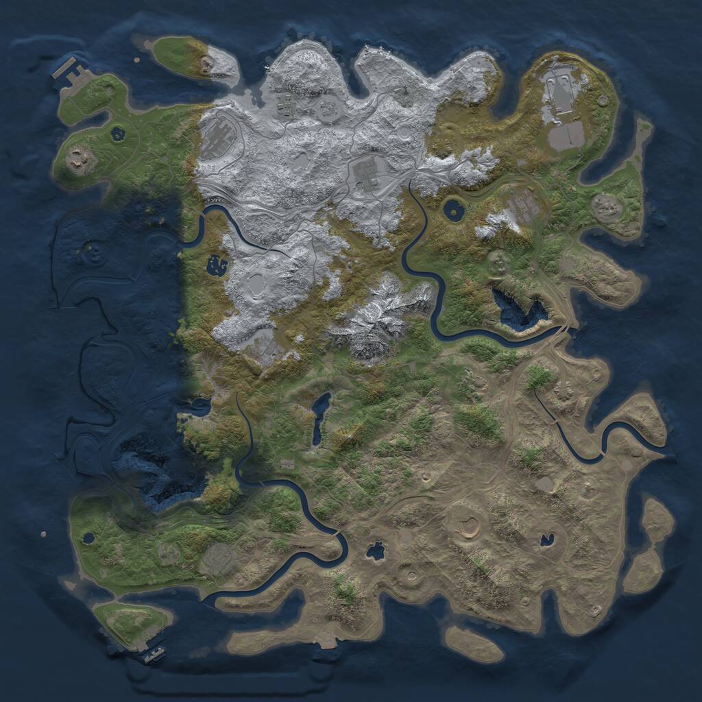 Rust Map: Procedural Map, Size: 5000, Seed: 624929495, 17 Monuments