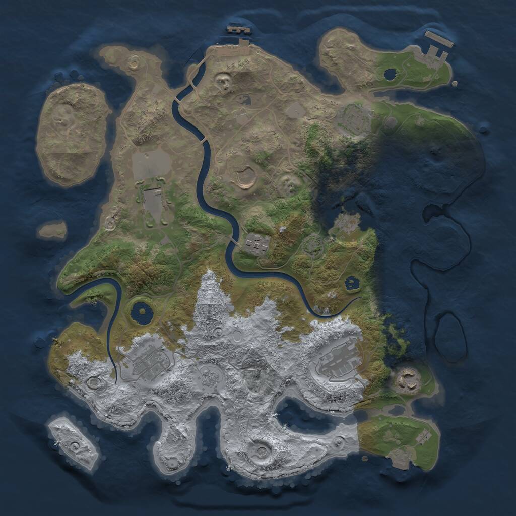 Rust Map: Procedural Map, Size: 3500, Seed: 236030659, 14 Monuments