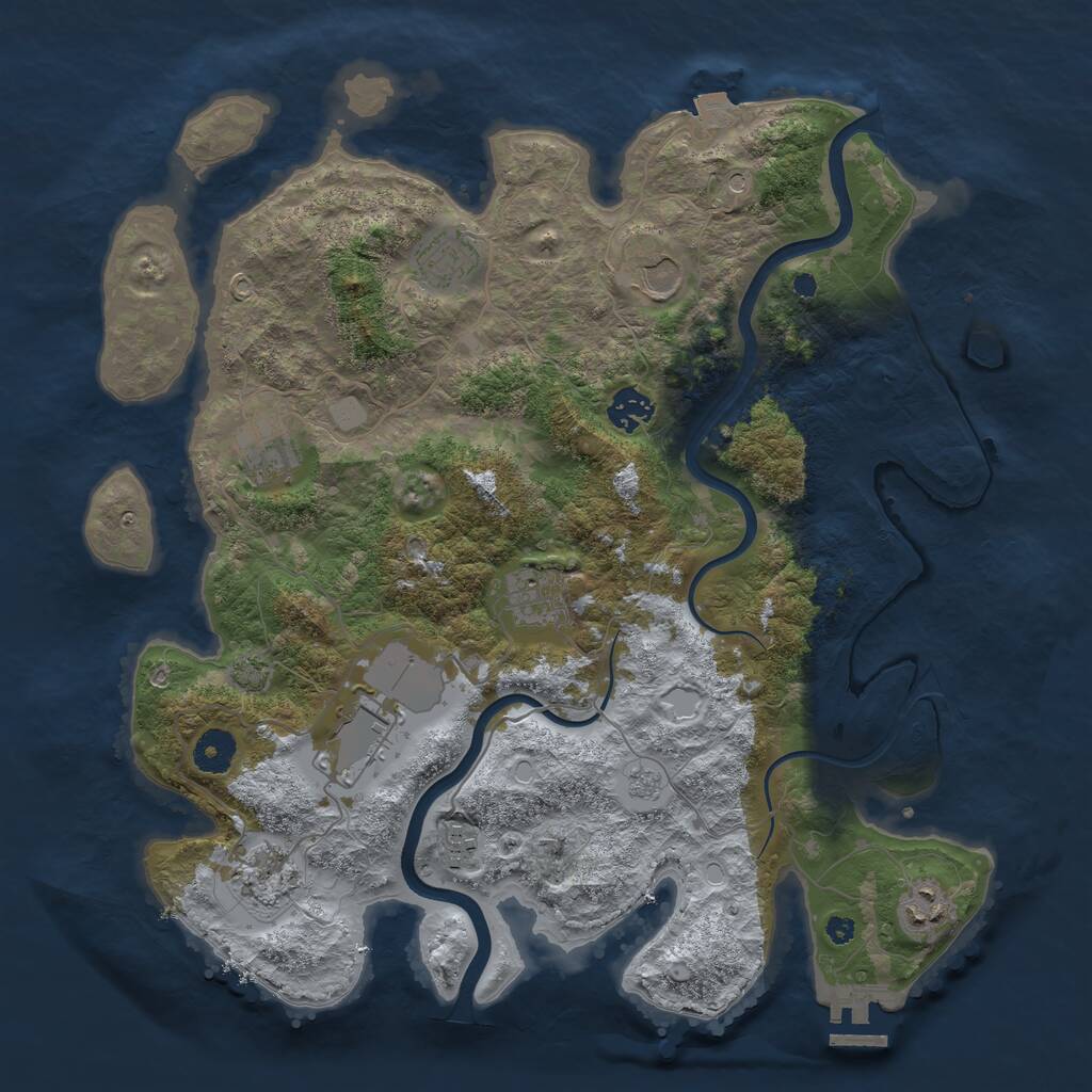Rust Map: Procedural Map, Size: 3800, Seed: 11983, 14 Monuments