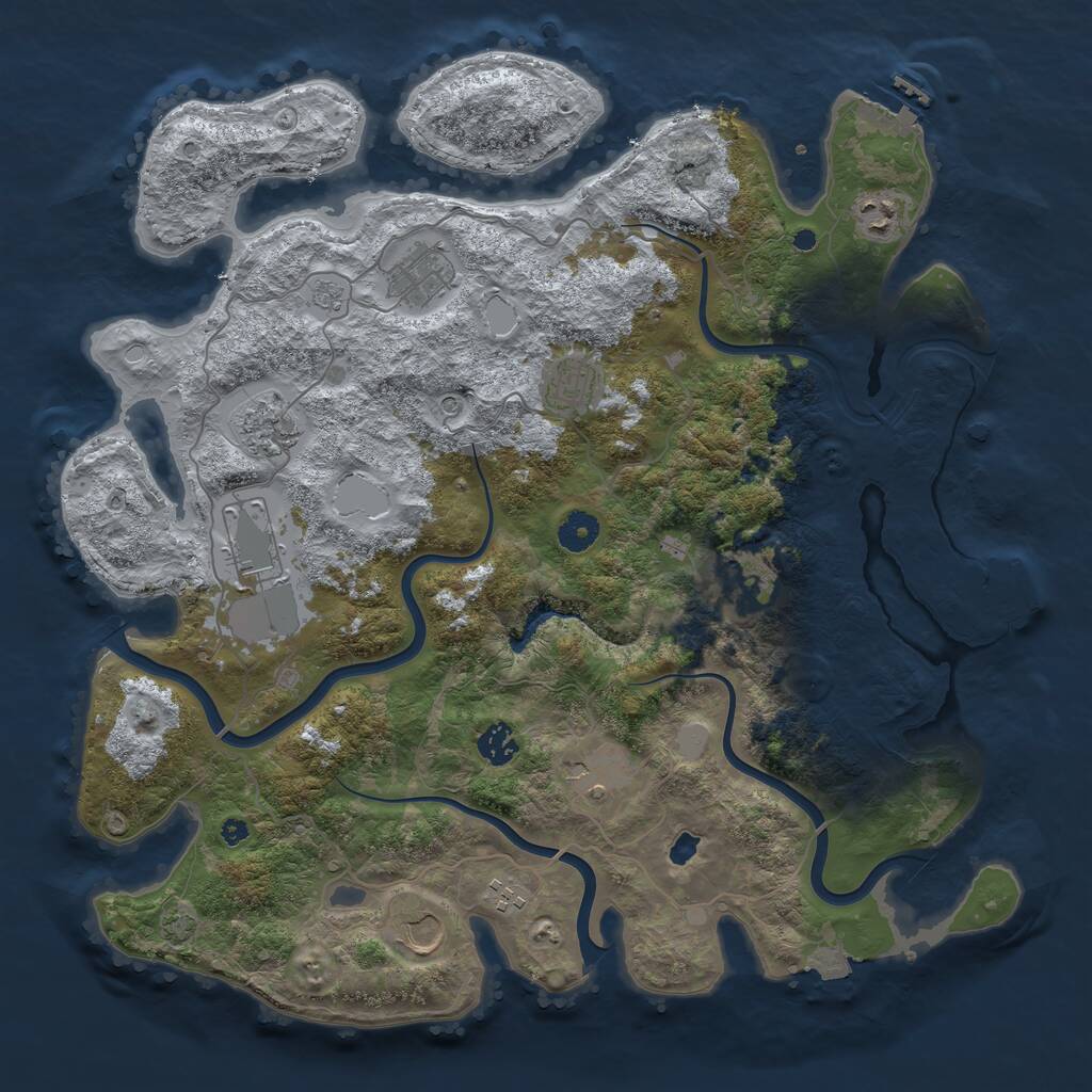 Rust Map: Procedural Map, Size: 4096, Seed: 1370134367, 16 Monuments