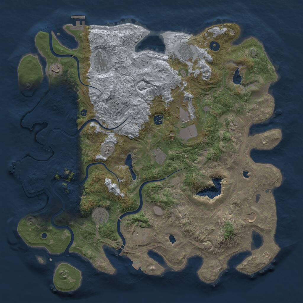 Rust Map: Procedural Map, Size: 4500, Seed: 1356419649, 17 Monuments