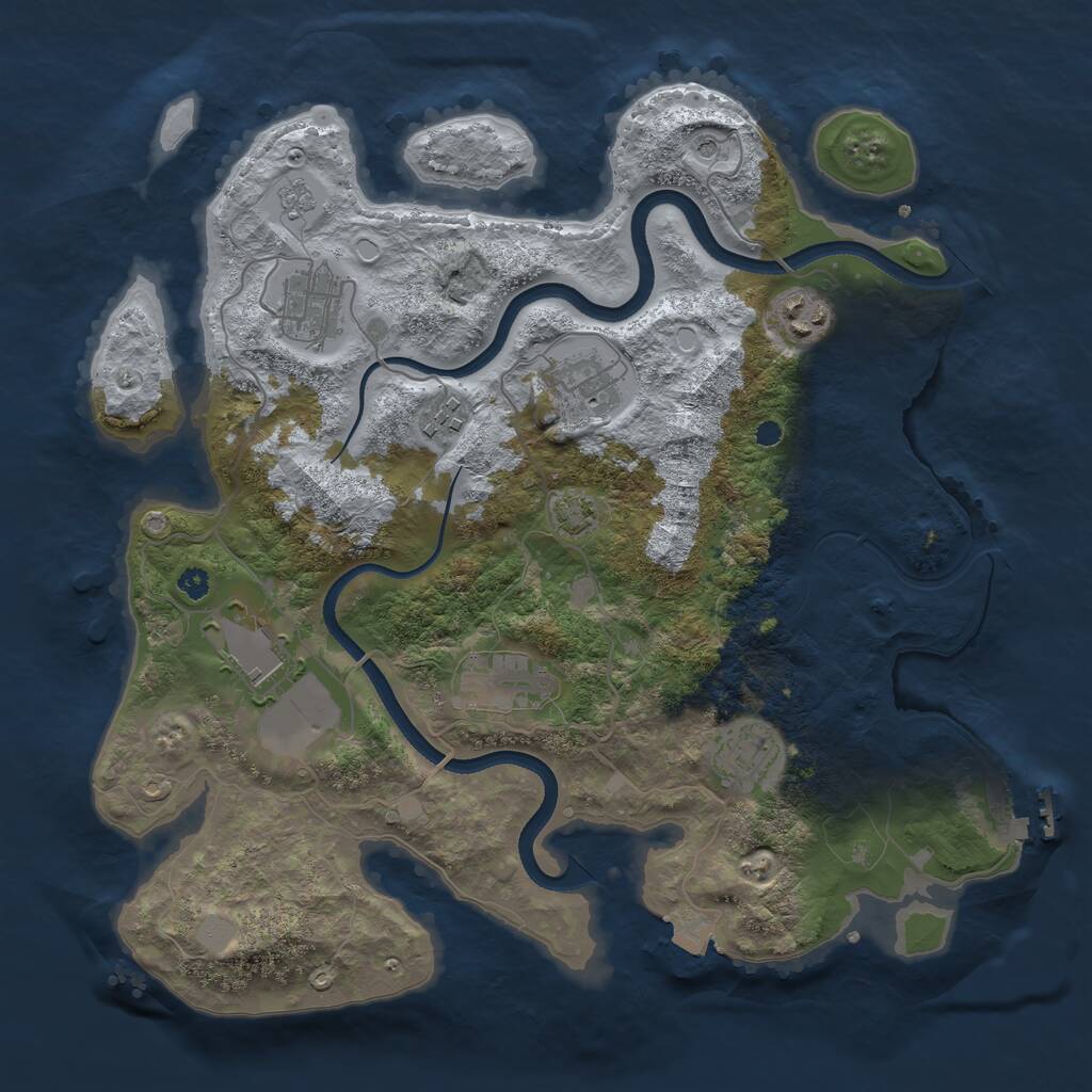 Rust Map: Procedural Map, Size: 3500, Seed: 1919753786, 12 Monuments