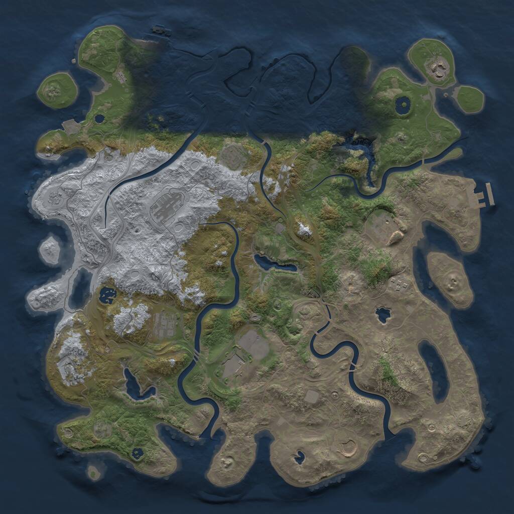 Rust Map: Procedural Map, Size: 4500, Seed: 743246929, 16 Monuments