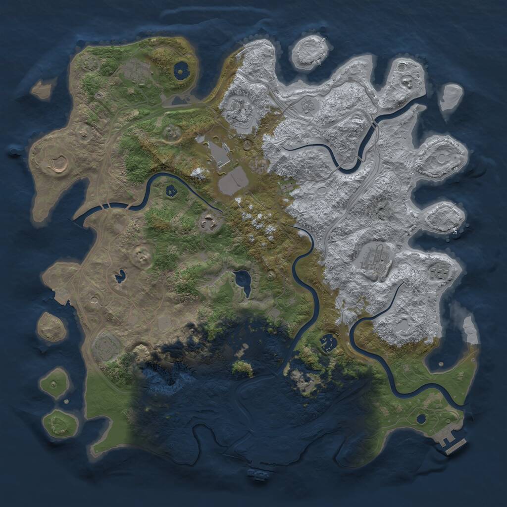 Rust Map: Procedural Map, Size: 4400, Seed: 123, 16 Monuments
