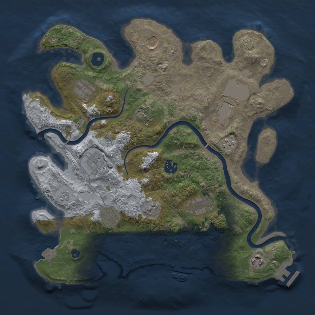 Rust Map: Procedural Map, Size: 3500, Seed: 653872119, 16 Monuments