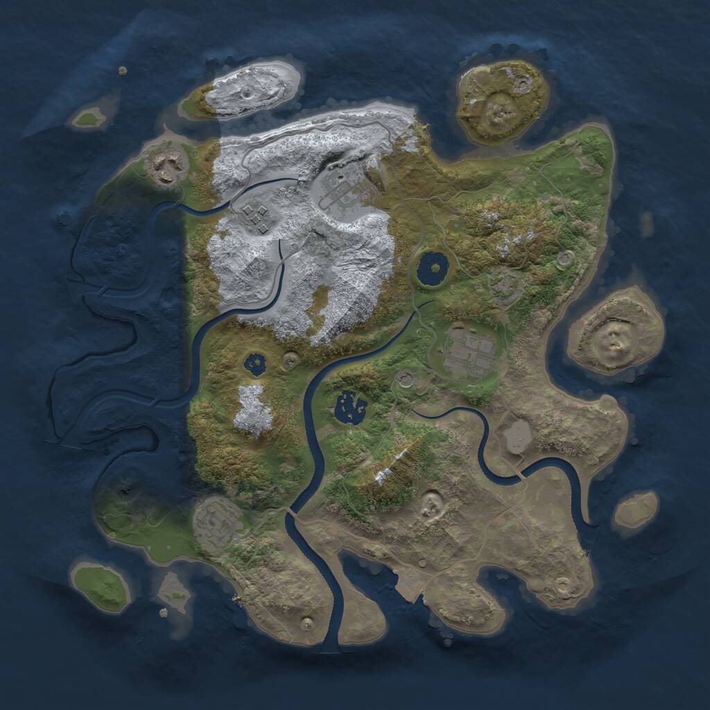 Rust Map: Procedural Map, Size: 3250, Seed: 1990144902, 9 Monuments