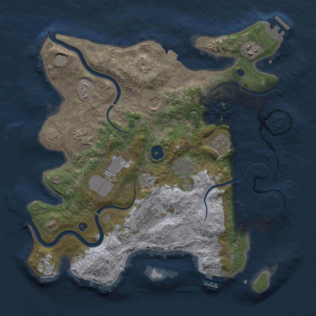 Rust Map: Procedural Map, Size: 3500, Seed: 1136402061, 14 Monuments
