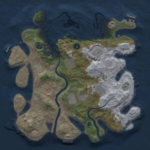 Thumbnail Rust Map: Procedural Map, Size: 3500, Seed: 1941066755, 14 Monuments