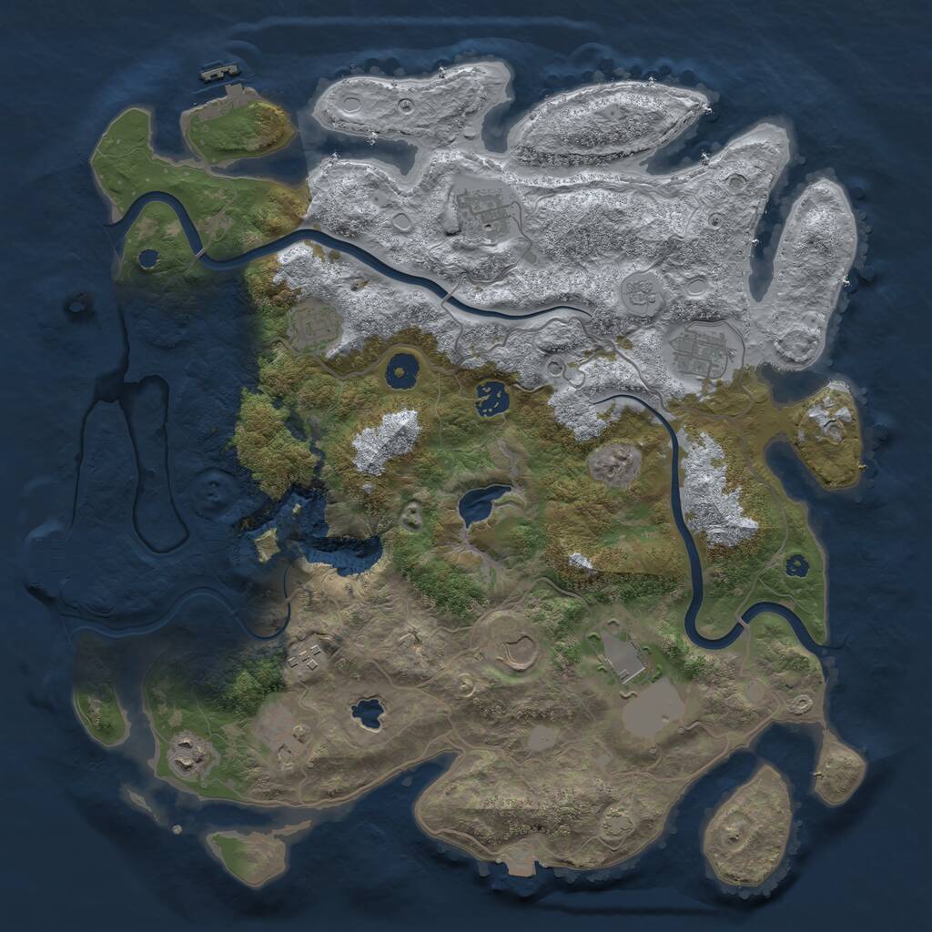 Rust Map: Procedural Map, Size: 4000, Seed: 61625385, 15 Monuments