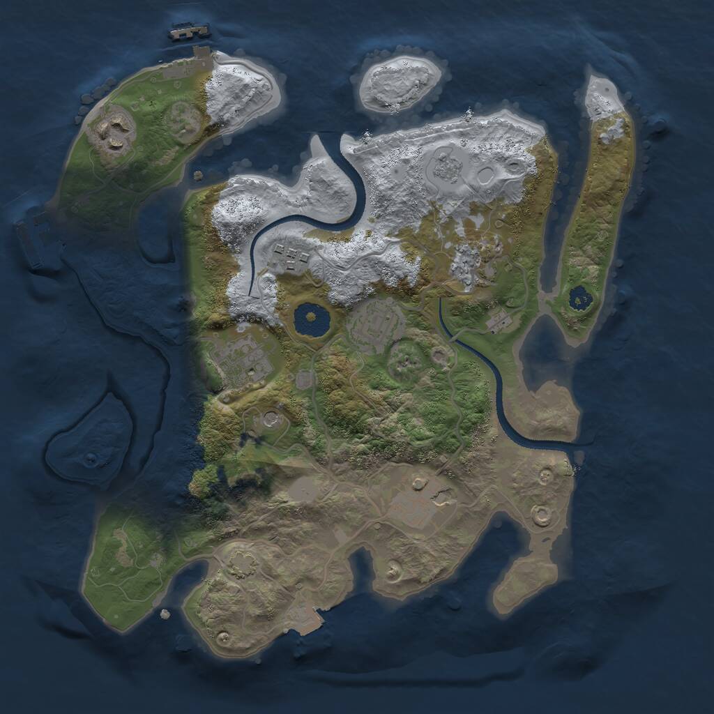 Rust Map: Procedural Map, Size: 3000, Seed: 17232, 12 Monuments