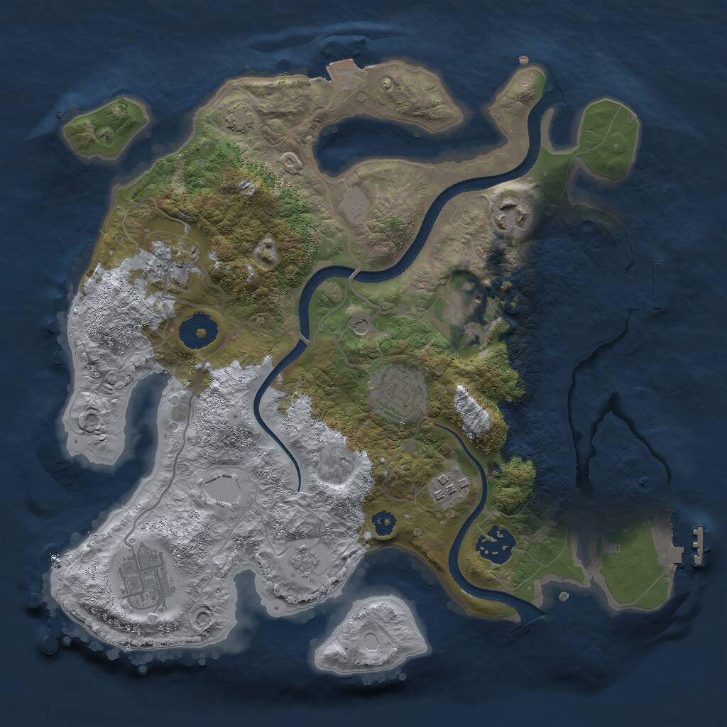 Rust Map: Procedural Map, Size: 3000, Seed: 2477490, 13 Monuments