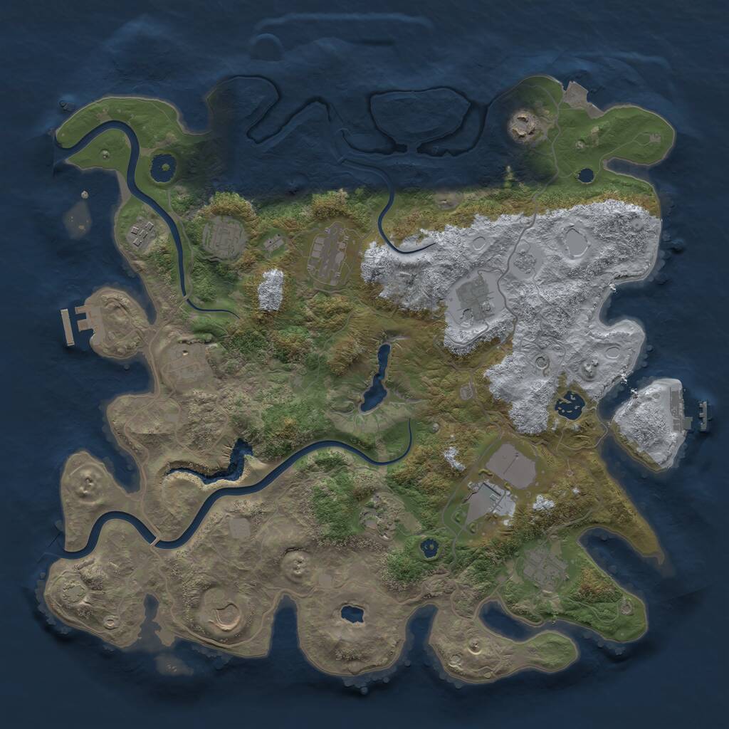 Rust Map: Procedural Map, Size: 4000, Seed: 43210, 17 Monuments