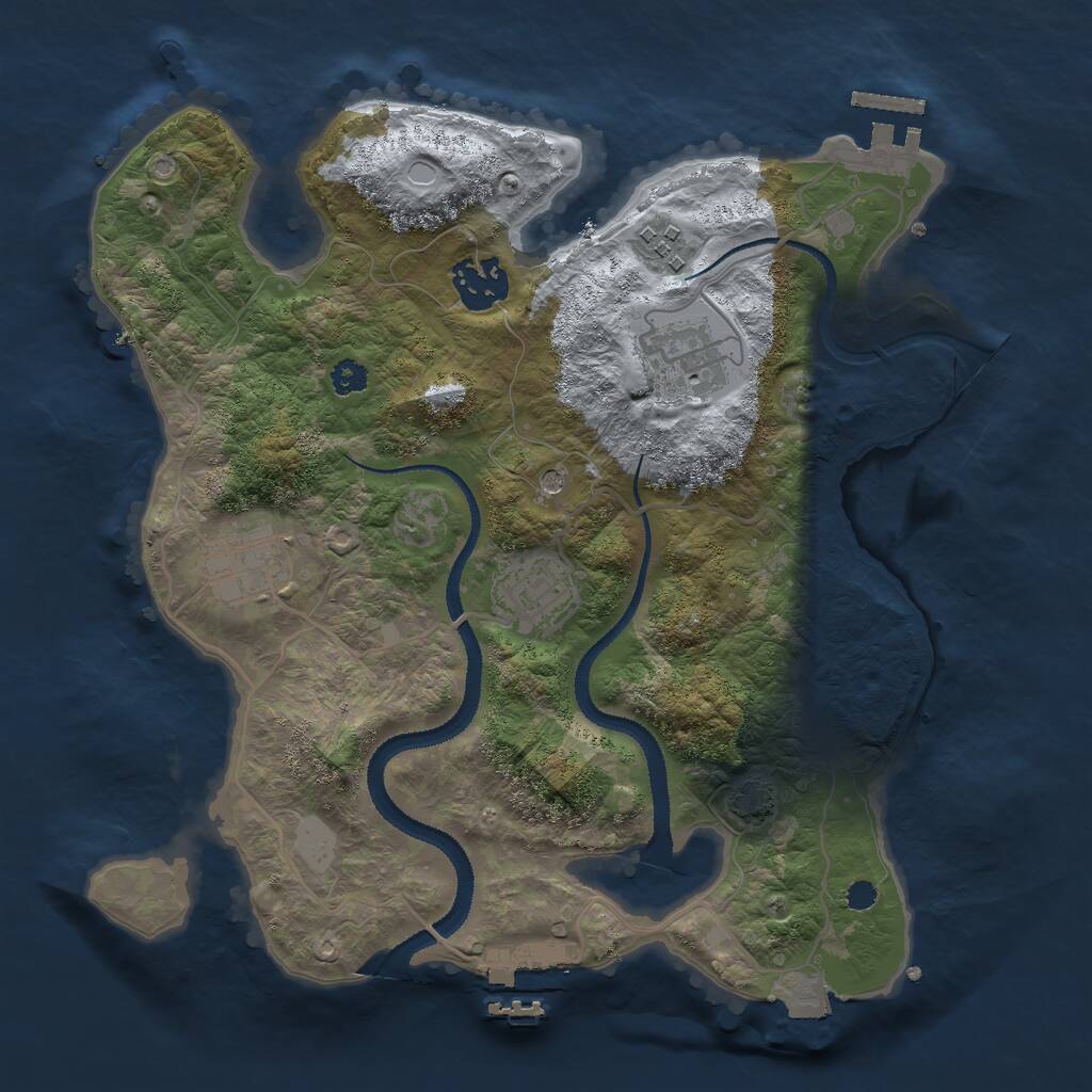 Rust Map: Procedural Map, Size: 3000, Seed: 62411655, 10 Monuments
