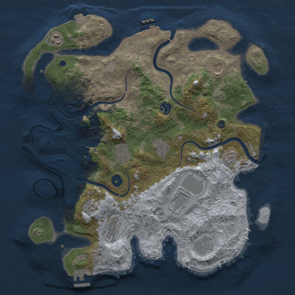 Rust Map: Procedural Map, Size: 3800, Seed: 1154387867, 15 Monuments