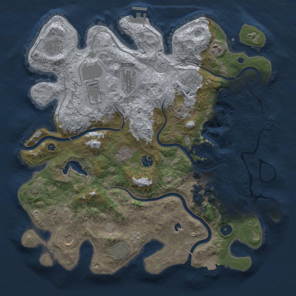 Rust Map: Procedural Map, Size: 4000, Seed: 75437, 16 Monuments