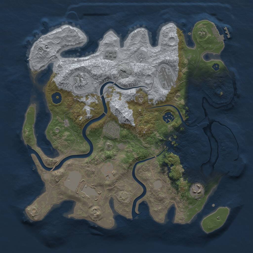 Rust Map: Procedural Map, Size: 3500, Seed: 1823498300, 14 Monuments