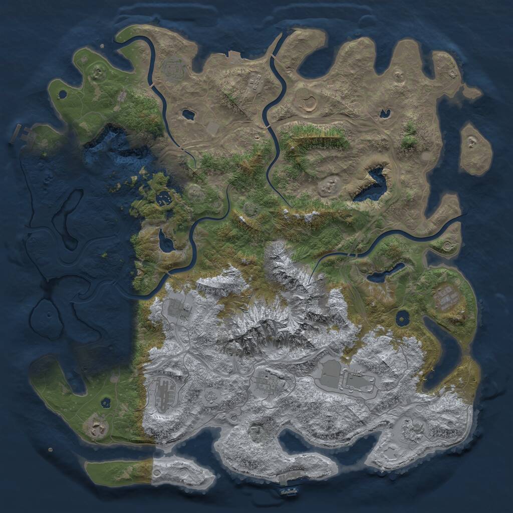 Rust Map: Procedural Map, Size: 5000, Seed: 56562, 17 Monuments