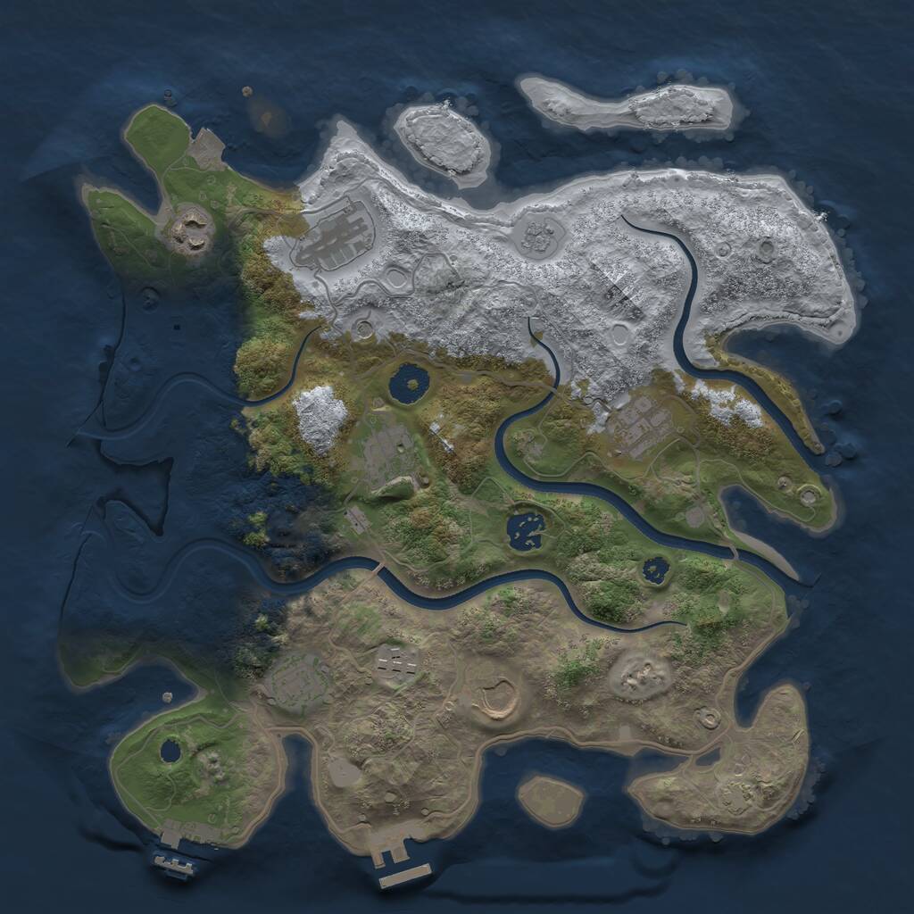 Rust Map: Procedural Map, Size: 3500, Seed: 528829921, 14 Monuments