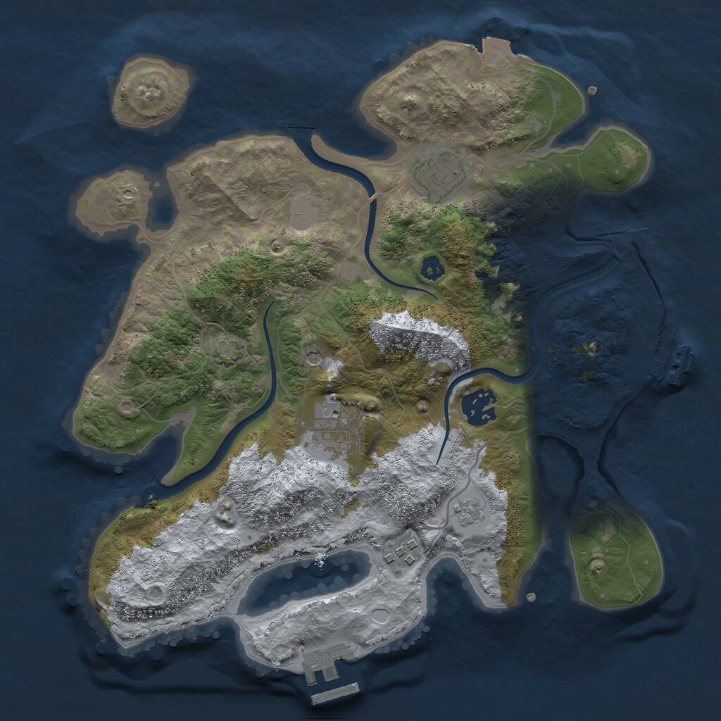 Rust Map: Procedural Map, Size: 3000, Seed: 761162001, 10 Monuments