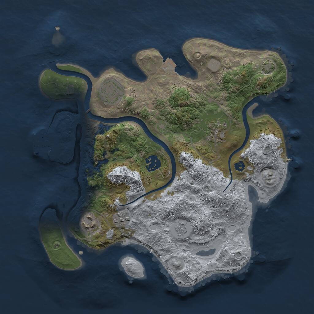 Rust Map: Procedural Map, Size: 3000, Seed: 77780, 9 Monuments