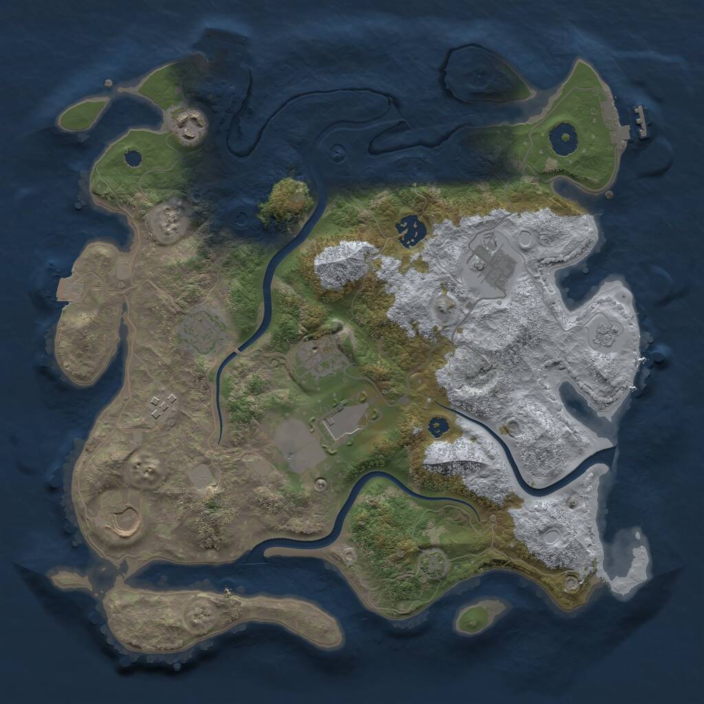 Rust Map: Procedural Map, Size: 3500, Seed: 30081976, 14 Monuments