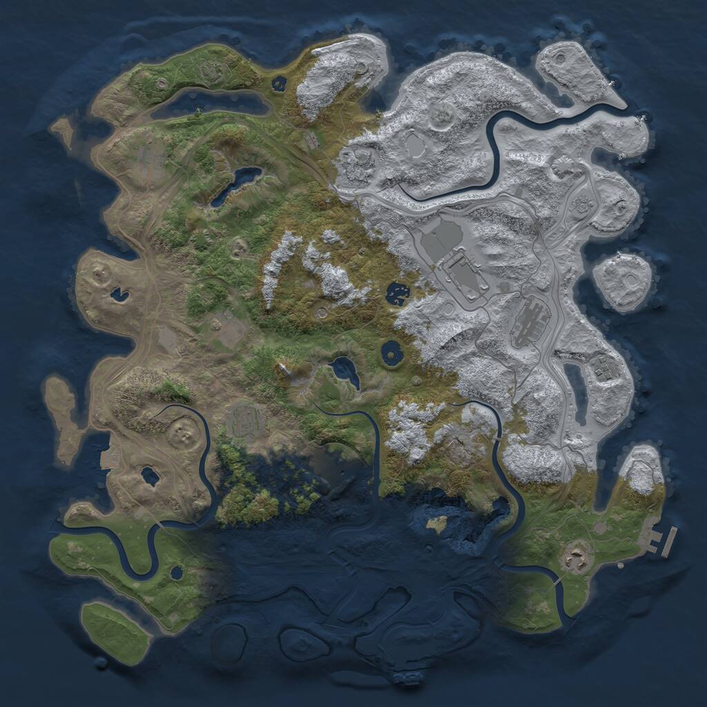 Rust Map: Procedural Map, Size: 4500, Seed: 7513, 16 Monuments