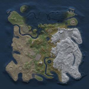 Thumbnail Rust Map: Procedural Map, Size: 3500, Seed: 12393442, 14 Monuments