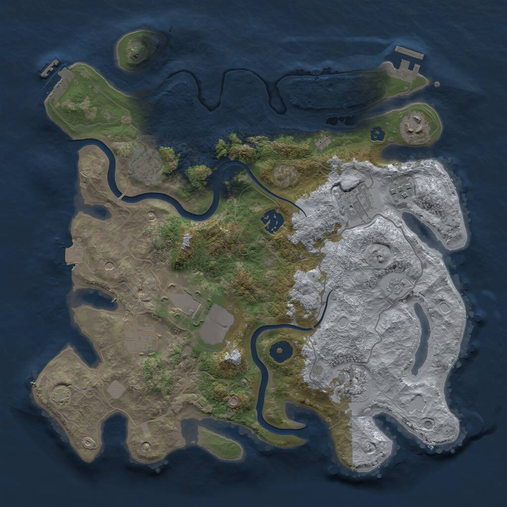 Rust Map: Procedural Map, Size: 3500, Seed: 12393442, 14 Monuments