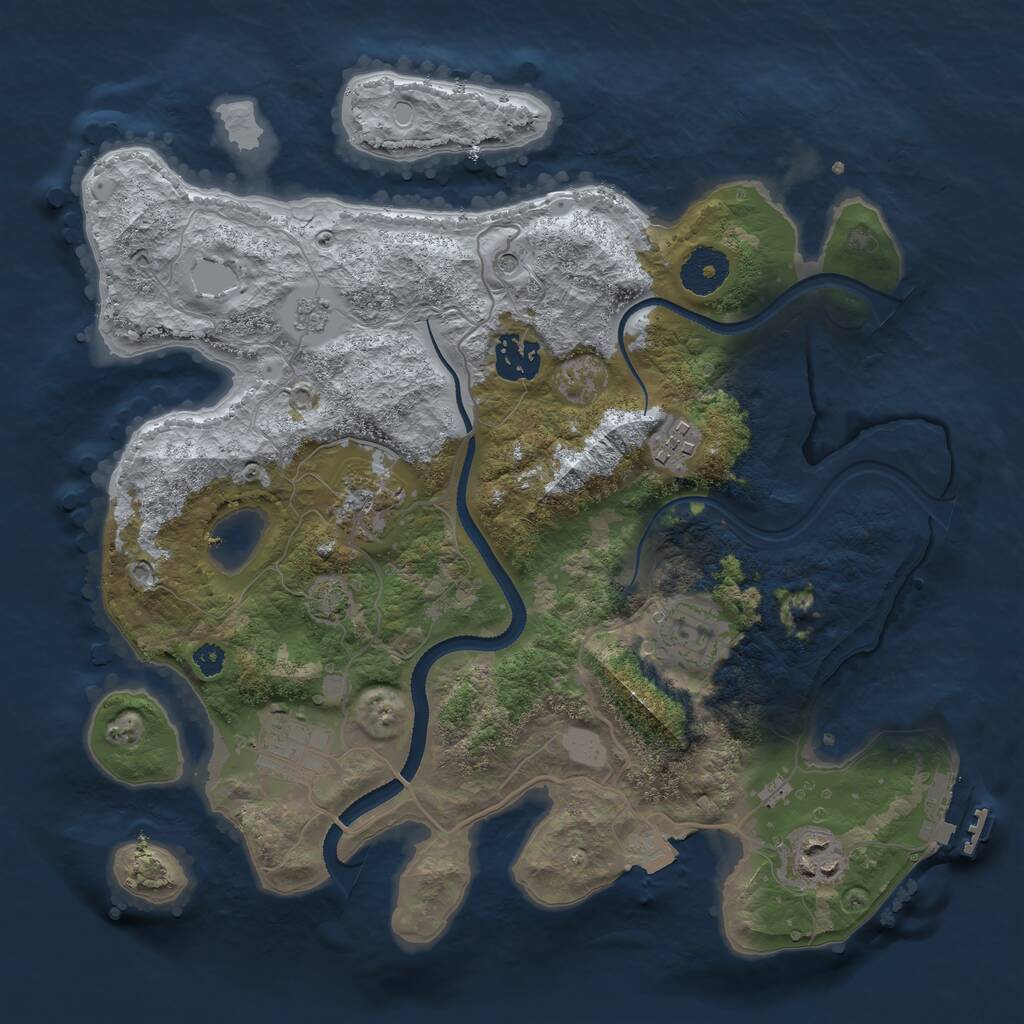 Rust Map: Procedural Map, Size: 3250, Seed: 1338551145, 11 Monuments