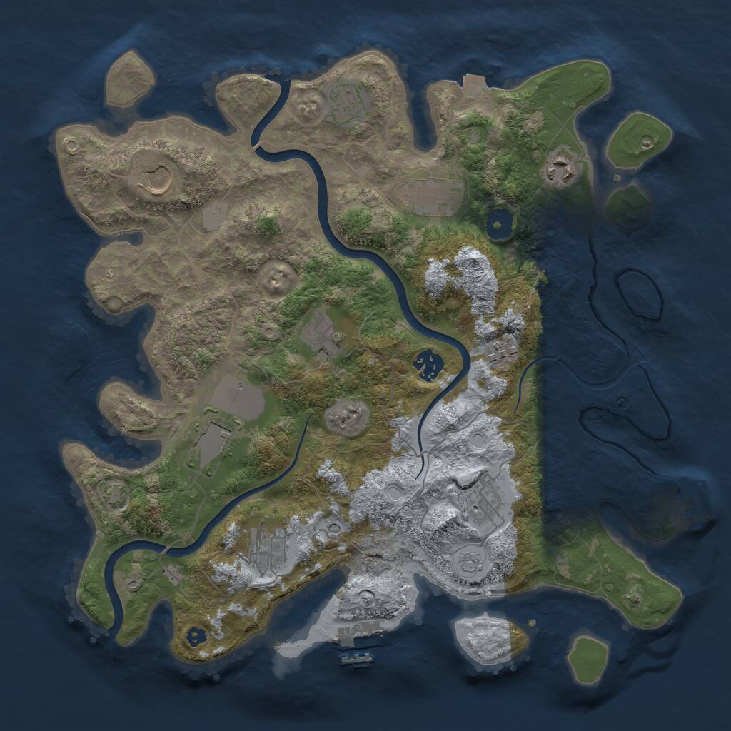 Rust Map: Procedural Map, Size: 3750, Seed: 378261851, 16 Monuments
