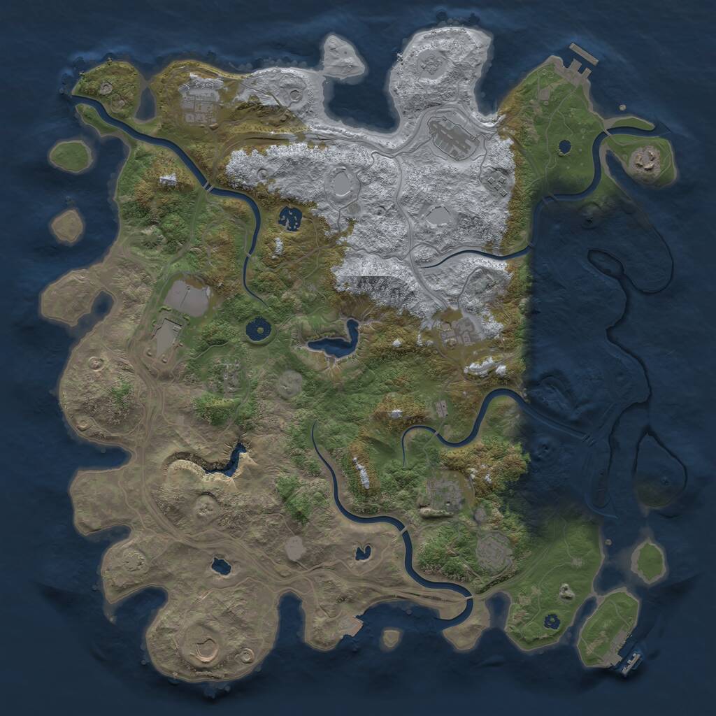 Rust Map: Procedural Map, Size: 4500, Seed: 1642275048, 17 Monuments
