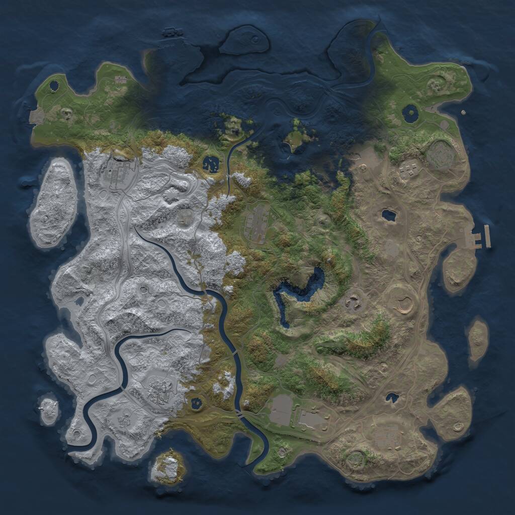 Rust Map: Procedural Map, Size: 4500, Seed: 627360302, 17 Monuments